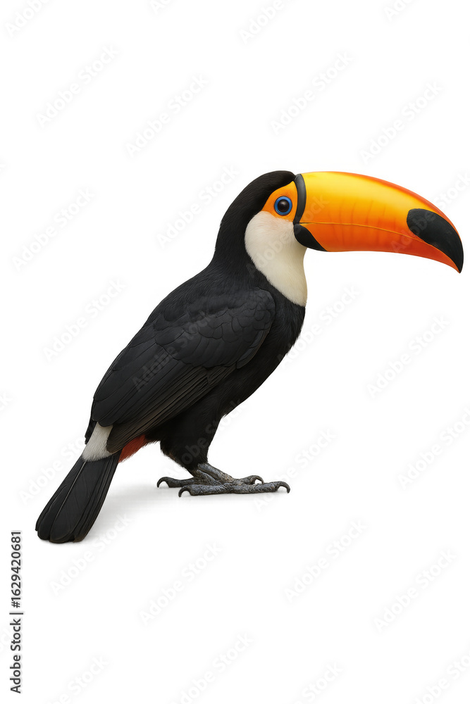 Naklejka premium Toco toucan standing with transparent background, profile view