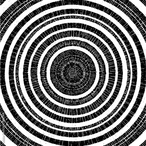 Concentric circles pattern with black and white alternating bands creating a spiral effect design