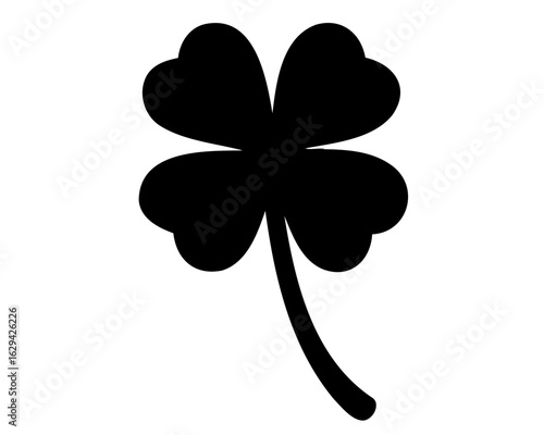 leaf clover black silhouette vector, st patricks day icon
