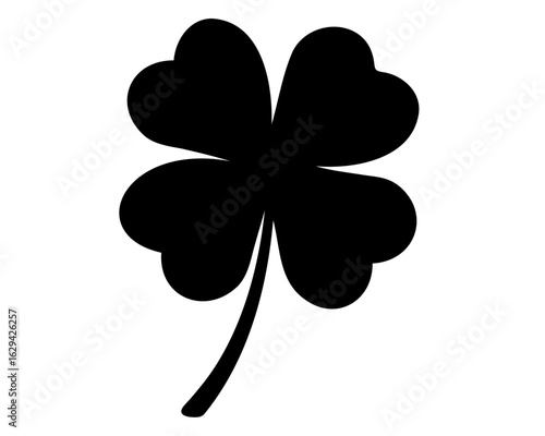 leaf clover black silhouette vector, st patricks day icon