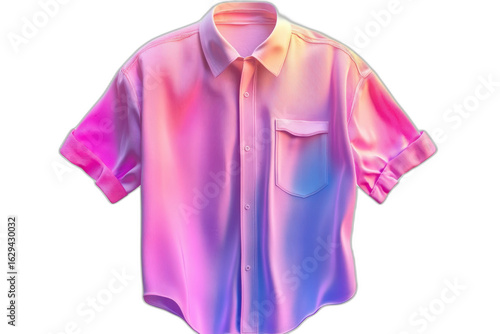 Pink and blue shirt with ombre effect, isolated on transparent background.