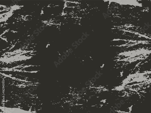 Gray black grunge shabby background. Effect of noise, dirt, scratches overlay. Aged careless texture. Overlay template, vector graphics