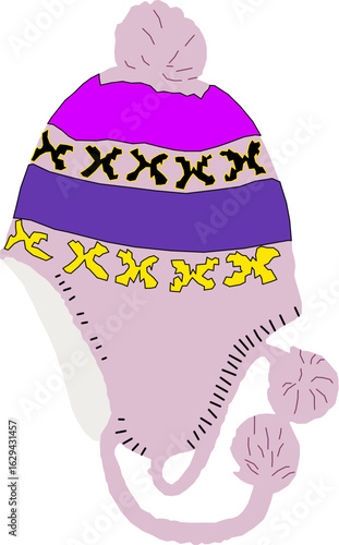 Adorable furry winter hat vector illustration side profile