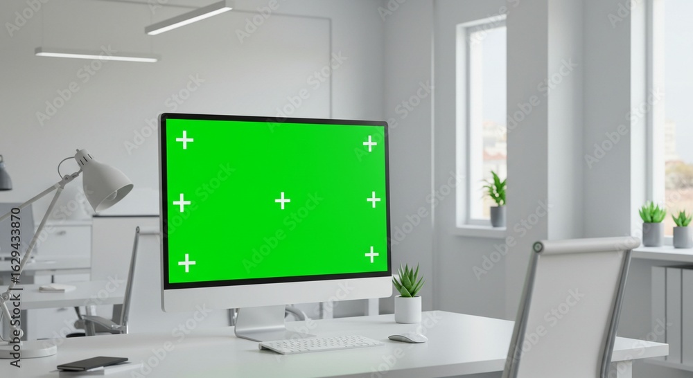 Obraz premium Modern office workspace computer mockup