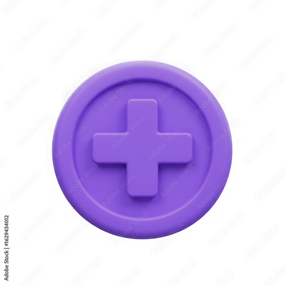 Obraz premium Purple plus sign icon isolated on transparent background