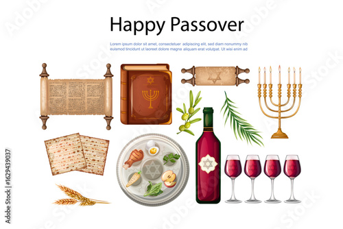 Set of symbols for the holiday of Passover.eps