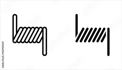 Coil icons set. Outline set of coil icons for web design, vector illustration on white background