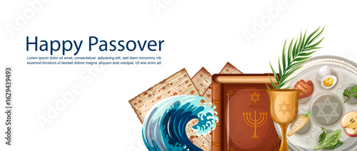 Postcard symbols of the holiday Passover.eps