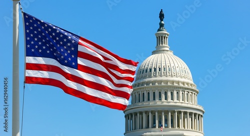 Wallpaper Mural United States Flag Waving in the Wind with the Capitol Building Torontodigital.ca