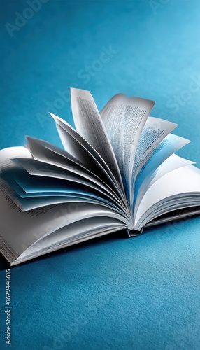 Open book on blue background