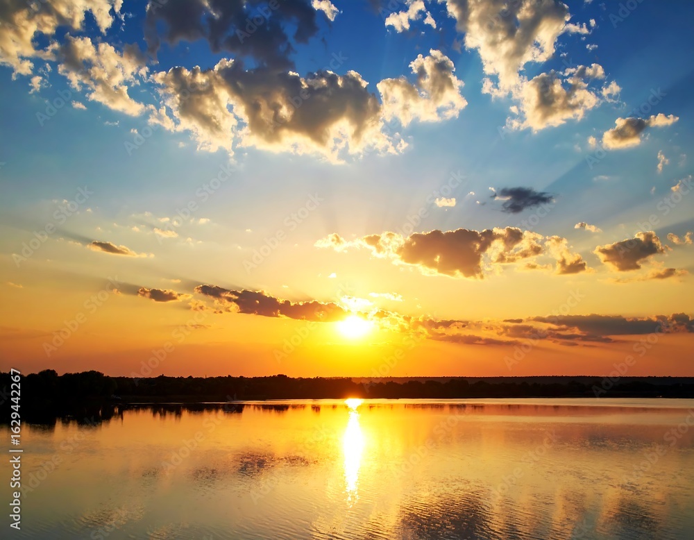 Obraz premium Sunset over tranquil water