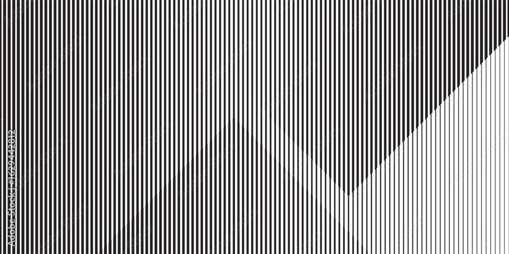 Naklejka premium Narrow black-white vertical lines. Symmetric geometric ornament. Striped seamless pattern, abstract wallpaper. Digital paper for textile print, page fill. Vector