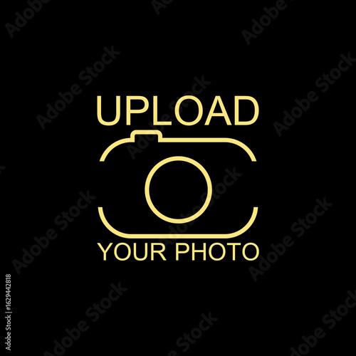 Upload your photo icon isolated on black background