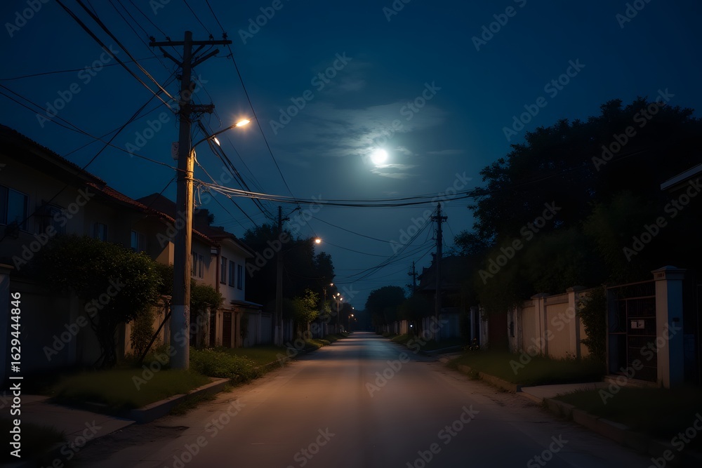 Fototapeta premium A cave mouth with moonlight shining inside. 