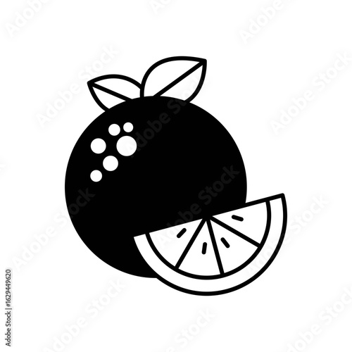 Orange Fruit Fill Icon: Citrus and Fresh Produce