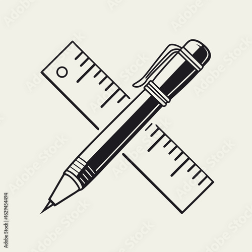 Silhouette of a Pencil and Ruler Crossed.eps