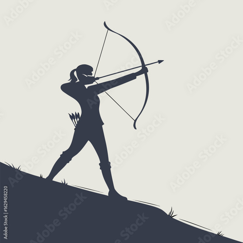  Silhouette of a Bow and Arrow in Action Pose.eps