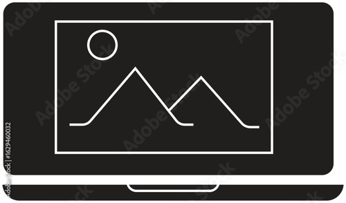 Laptop screen displaying image representing digital content or media design with transparent background