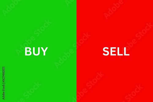 Minimalist Buy vs Sell Trading Concept with Green and Red Background