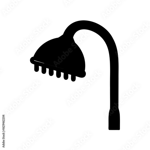 Shower head vector silhouette, Shower head with flowing water black silhouette