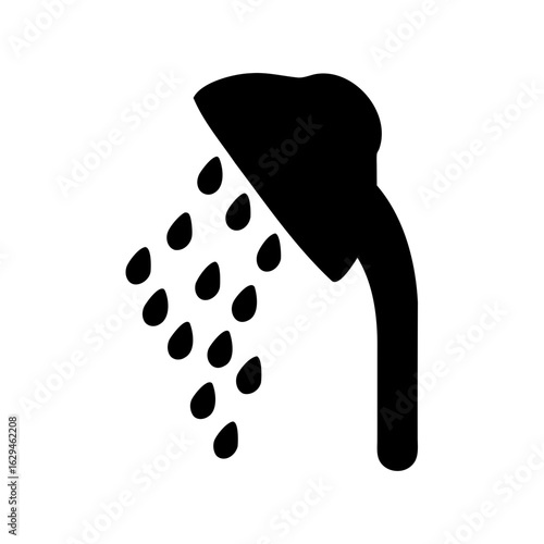 Shower head vector silhouette, Shower head with flowing water black silhouette