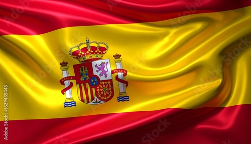 Spain National Flag – Red and Yellow with Crowned Coat of Arms