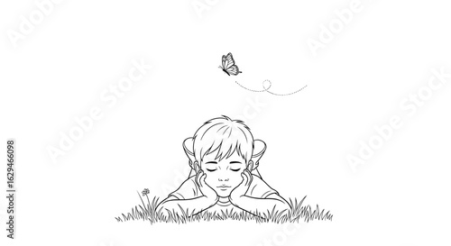 A gentle encounter in nature a young person finds tranquility while gazing upwards