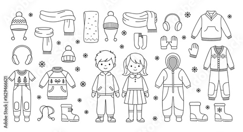 Charming winter clothing for children and essential accessories for cold weather fun