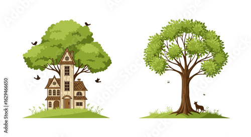 Nature embraces home tree house concept art and outdoor living