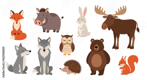 Charming woodland creatures collection featuring adorable forest animals in a whimsical style