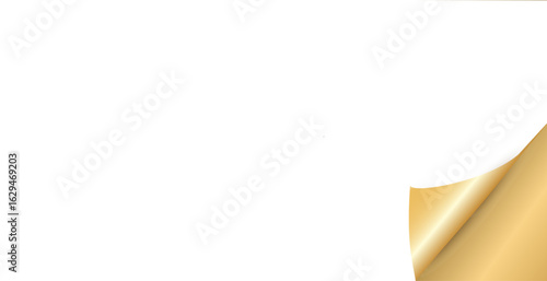 White blank background banner template with curled gold corner in luxury style ideal for invitations announcements branding packaging templates and elegant promotional designs. Vector illustration