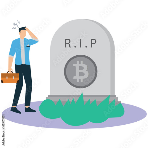 Businessman mourning at demise Illustration