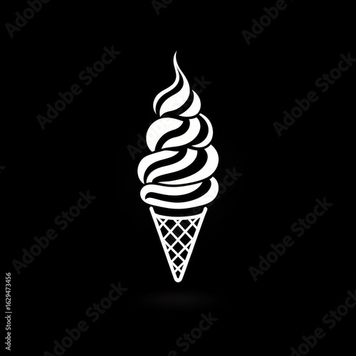 Ice cream logo design featuring a colorful cone with playful swirls and sprinkles, perfect for a sweet and enticing brand identity.