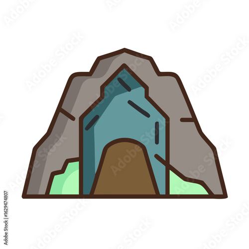Cave Rocky Entrance Icon Design