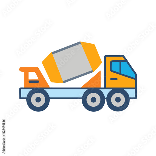Cement Truck Construction Vehicle Icon Design
