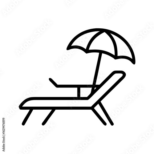 Deck Chair Beach Recliner Icon Design