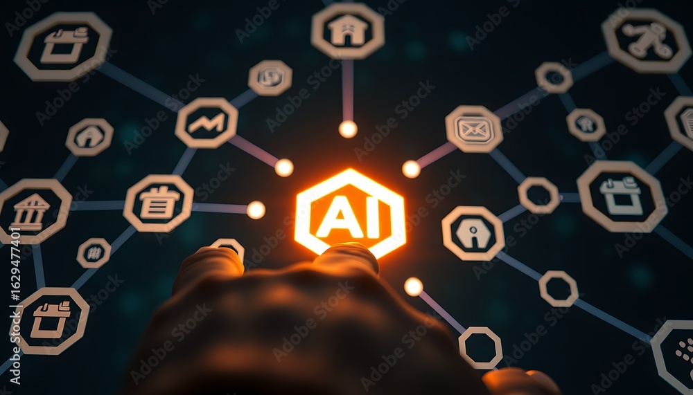 Fototapeta premium Glowing ai network connection artificial intelligence