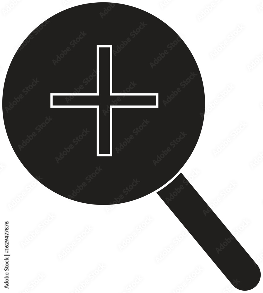 Fototapeta premium Magnifier icon representing zoom, search or exploration tool with transparent background