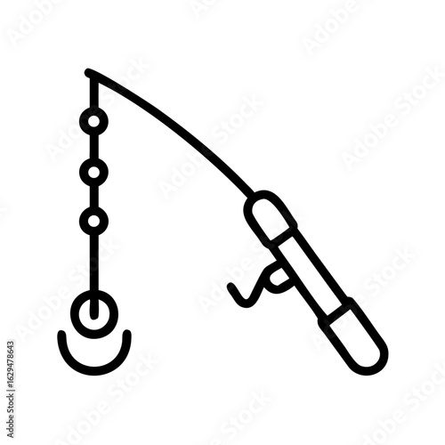 Fishing Rod Line And Hook Icon Design