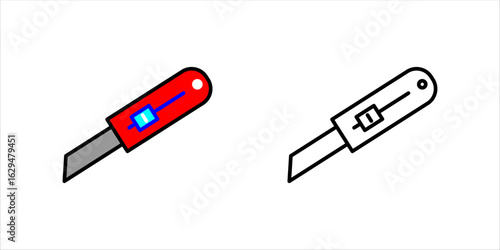 Flat vector icon set. design of paper cutter knife	
