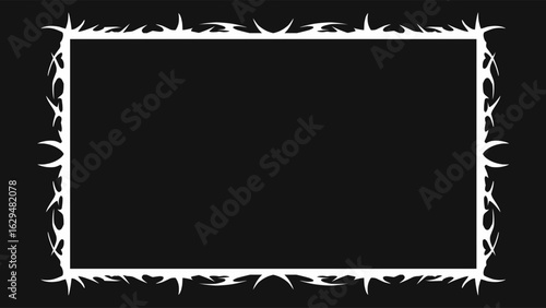 Frame with white tribal ornament on black background. ideal for metal-themed designs, album covers, posters, or bold and dark graphic layouts