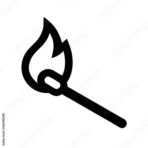 Matchstick Burning Flame Icon Design