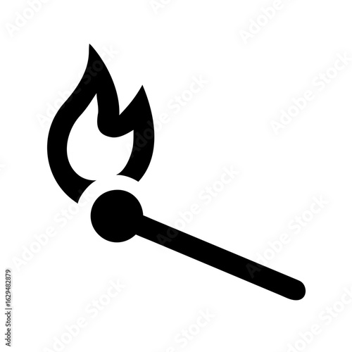 Matchstick Burning Flame Icon Design