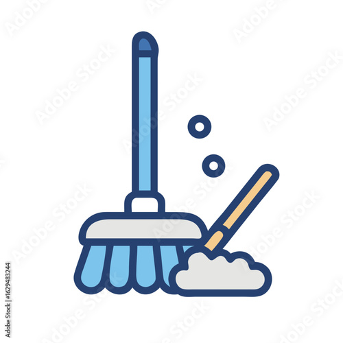 Mop Cleaning Tool Icon Design