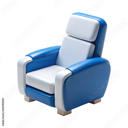 blue armchair isolated on white