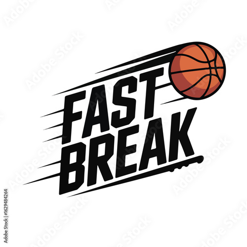 Fast Break Basketball Logo  Speed and Teamwork Sports Tshirt Design