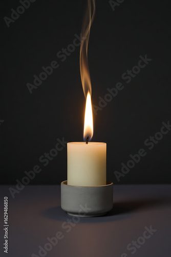 Wallpaper Mural Floating Candle Flame with Rising Smoke - Minimalistic Candle Photography Torontodigital.ca