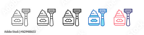 Shaving Cream Icon In 5 Different Styles Set Collection.   