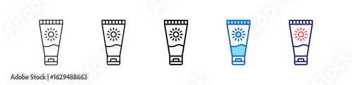 Sunscreen Icon In 5 Different Styles Set Collection.   