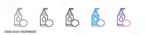 Face Cleanser Icon In 5 Different Styles Set Collection.   